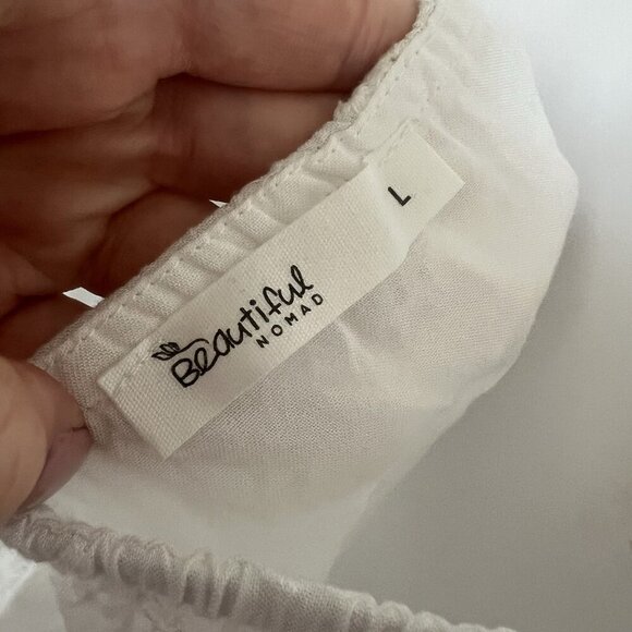 Beautiful Nomad Large White Cottagecore Coquette Puff Sleeve Eyelet Mini Dress - Picture 3 of 10